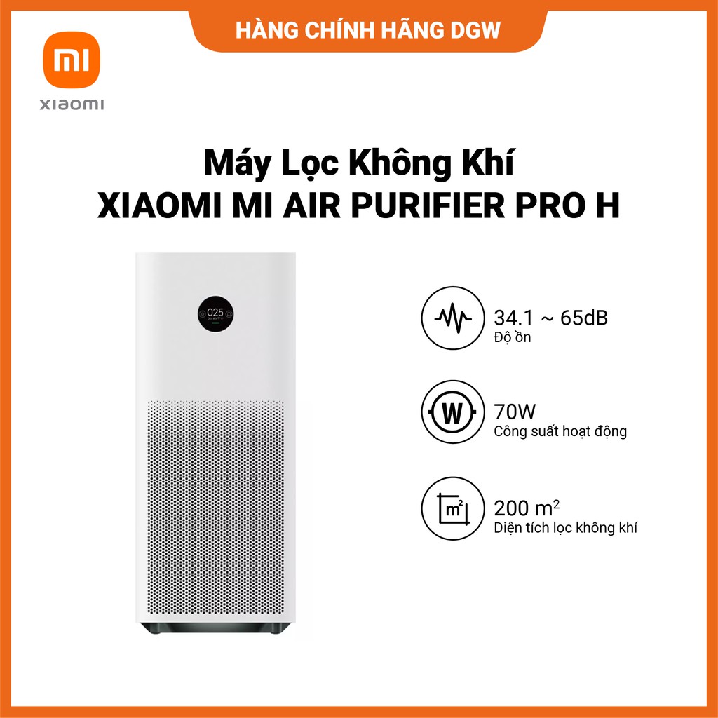 Hàng chính hãng Digiworld | Máy Lọc Không Khí XIAOMI MI AIR PURIFIER PRO H | LỌC CỰC NHANH VÀ SẠCH | 70W | 240V | 60Hz