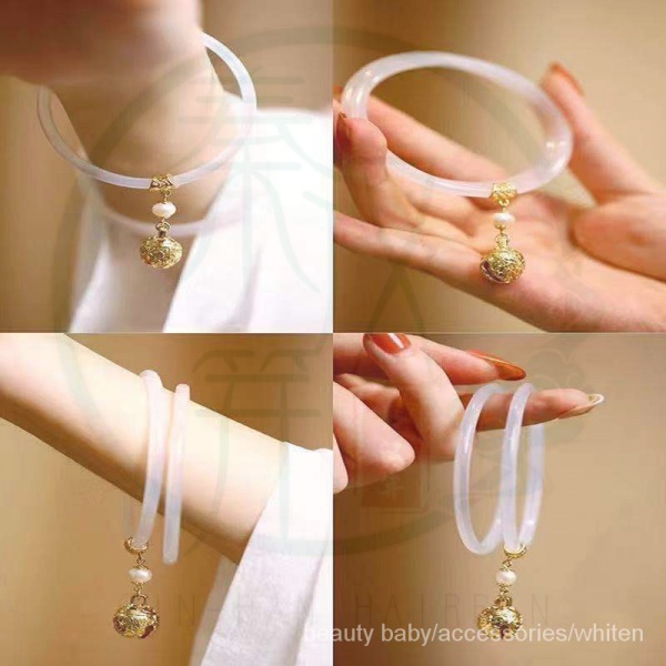 Vòng tay giả mã não màu trắng/ xanh dương/ xanh lá thạch phong cách Hán phục đẹp và tinh tế cho nữ