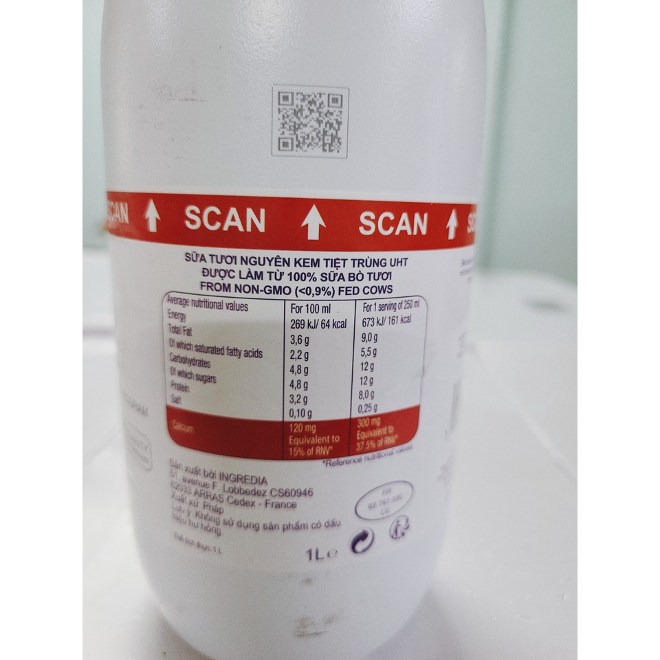 Sữa Tươi Nguyên Kem 3.6% PROSPERITE 1L - Nhập Khẩu Pháp
