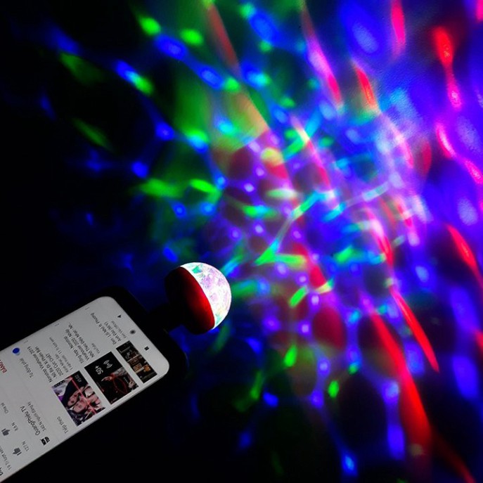 MIỄN PHÍ SHIP Đèn Led vũ trường 7 màu-Cổng USB-Micro-Type C- Iphone nháy theo nhạc gắn trực tiếp điện thoại- Nhỏ gọn. SẢ