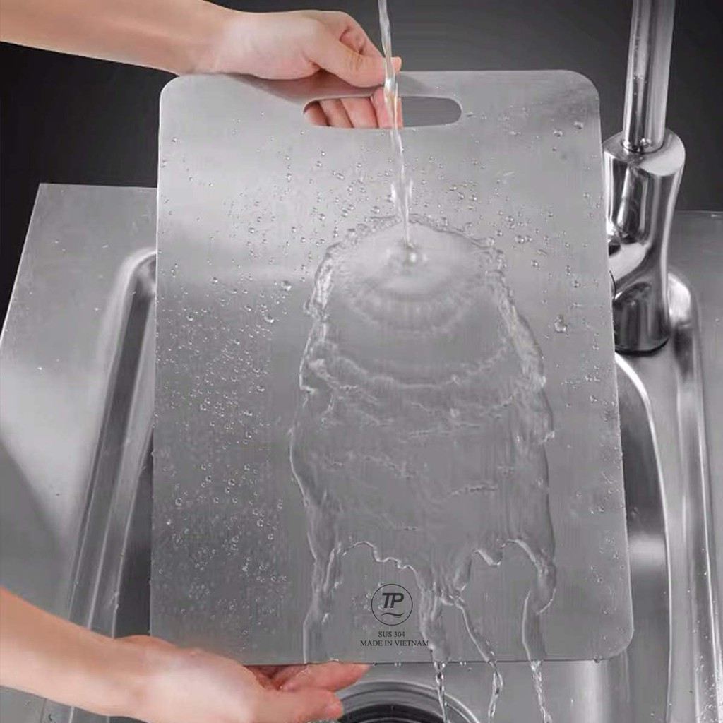 THỚT INOX 304 SIZE 33.5X23CM LOẠI 1 CÓ HỘP