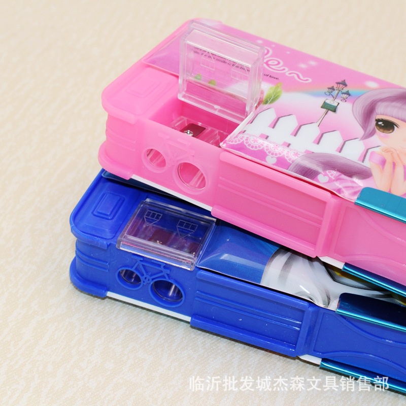 Hộp đựng bút nhựa các hình dễ thương_ 2 mặt có nam châm nhiều màu sắc