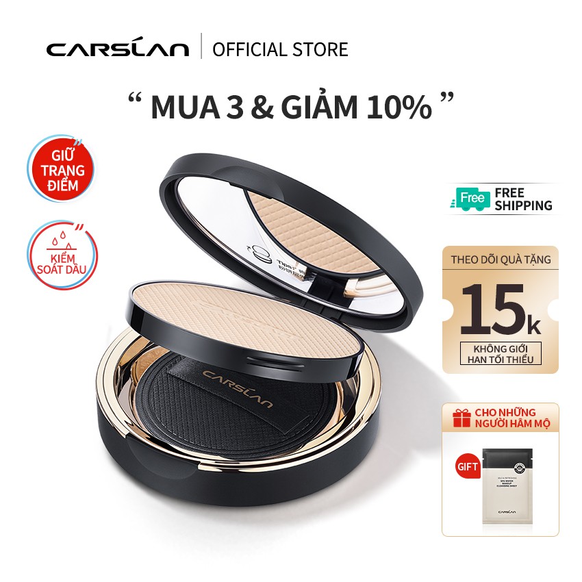 Phấn nén CARSLAN lâu trôi kiềm dầu che giấu lỗ chân lông dùng trang điểm 9g | BigBuy360 - bigbuy360.vn