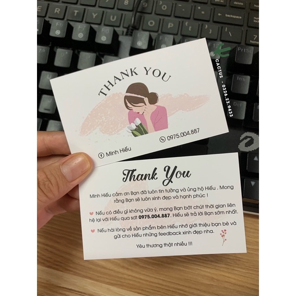 In Card Cảm Ơn theo yêu cầu, Thiệp Cảm Ơn, Thank You theo yêu cầu