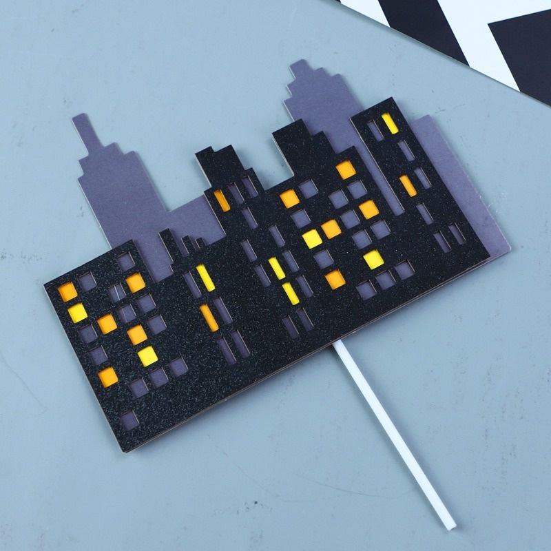 Bộ Phụ Kiện Trang Trí Bánh Kem Sinh Nhật Họa Tiết Hoạt Hình Batman Happy Birthday Siêu Anh Hùng