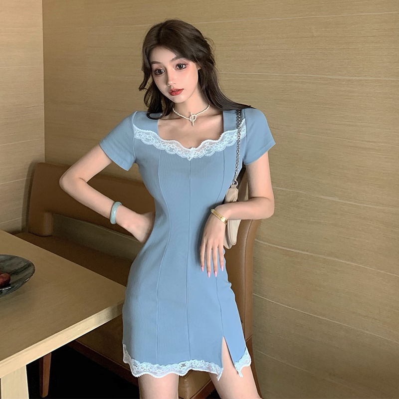 Đầm Ngắn Dáng Ôm Phối Ren Gợi Cảm Thời Trang Mùa Hè Hàng Mới Dành Cho Bạn Nữ