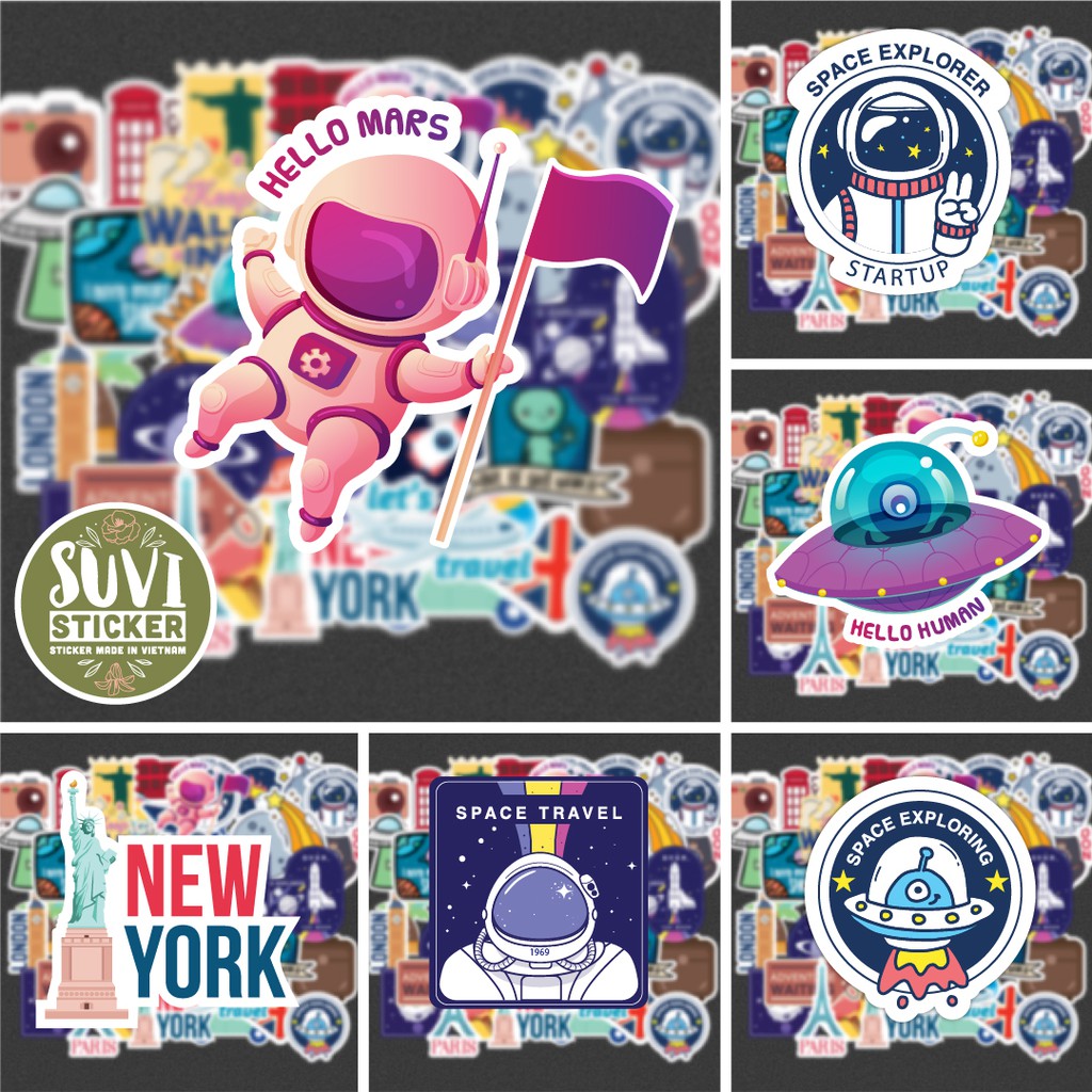 50 Sticker Set Mix 1 chống nước sticker dán laptop, điện thoại, đàn guitar, mũ bảo hiểm, vali. MSP: O01