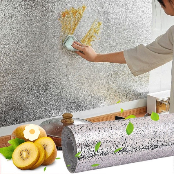 Cuộn Giấy Bạc Chống Thấm, cách nhiệt Dán Nhà Bếp, Tủ, Kệ Đa năng 50g (2M X 60CM) - (3M X 6CM), giấy bạc dán bếp