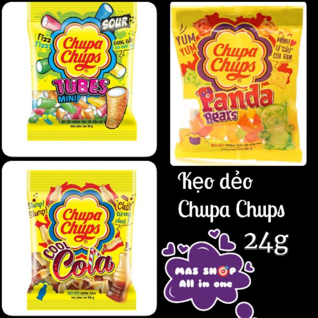 Kẹo dẻo chupa chups gói 24g (panda, cola, bites, rainbow)