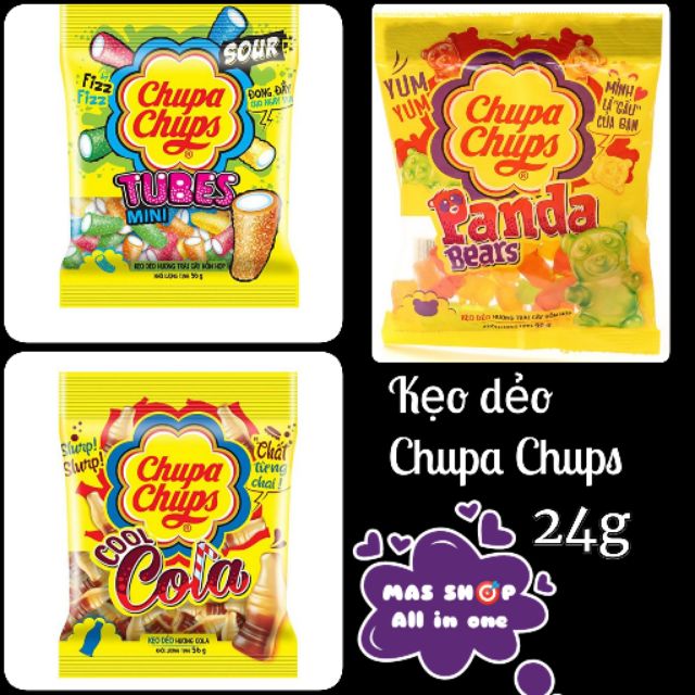 Kẹo dẻo chupa chups gói 24g (panda, cola, bites)3