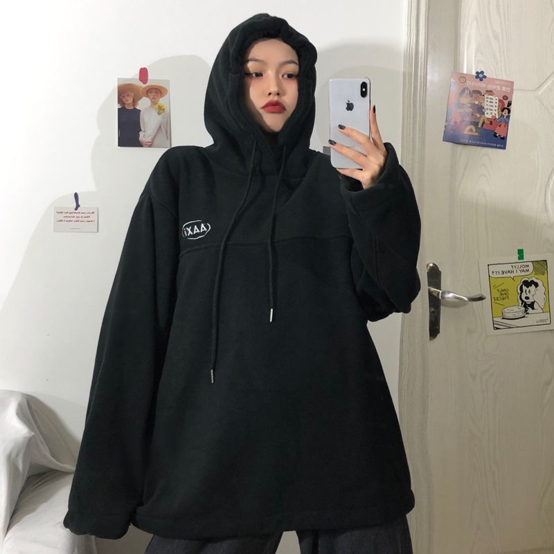 Áo hoodie COZOKC tay dài dáng rộng thêu chữ phong cách hiphop