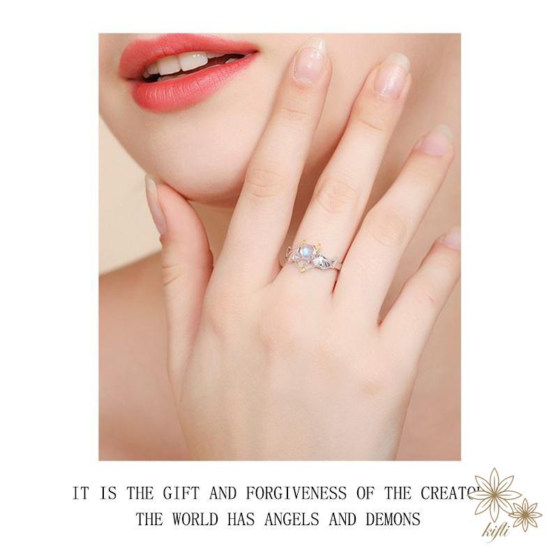 🌸Cho Cặp Nhẫn Bạc Họa Tiết Trái Tim Thời Trang Đôi Nhẫn quỷ thiên thần