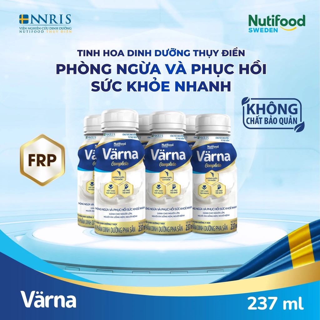 Lốc 6 chai sản phẩm dinh dưỡng pha sẵn Nutifood Värna Complete chai 237ml