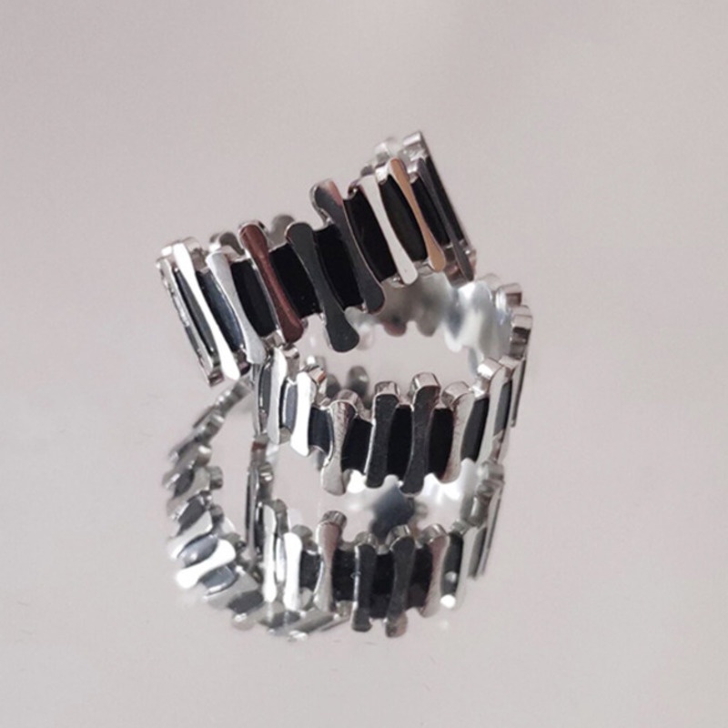 Nhẫn Thép Titan Thiết Kế Không Đồng Đều Nâng Cao Phong Cách hip hop ins Cho Cặp Đôi