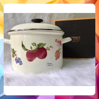 Nồi Thép Tráng Men Nhật FUJIHORO FRV-22DW 22cm - 5.6L Frutas Collection II ( Trái cây) - Xài Bếp Từ