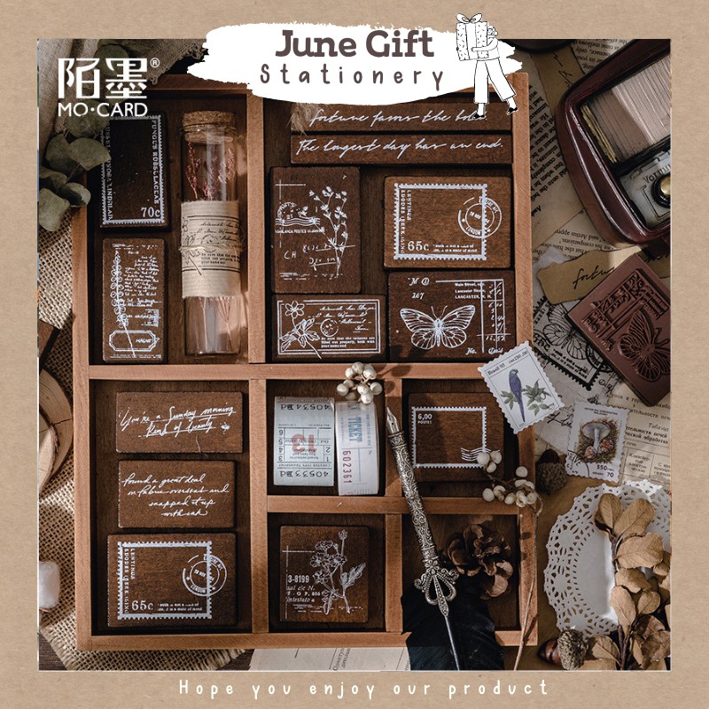 Con Dấu Gỗ Back In Time Trang Trí Sổ Bullet Journal