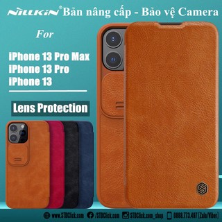 Bao da iphone 13 pro max - 13 pro - 13 nillkin qin bảo vệ camera chính hãng - hàng chuẩn