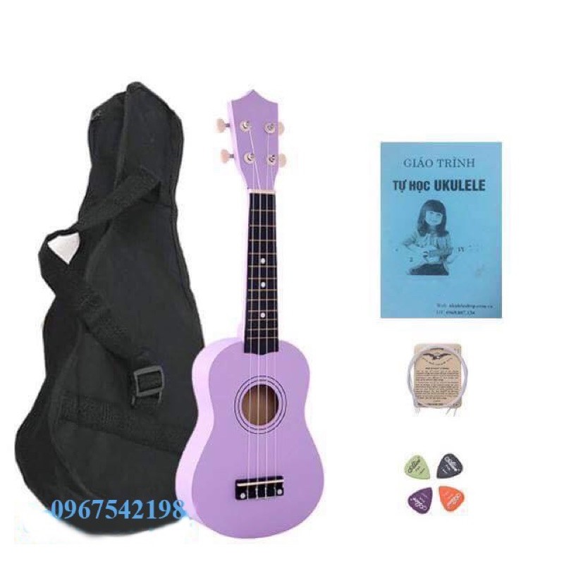 đàn ukulele gỗ màu tím nhạt