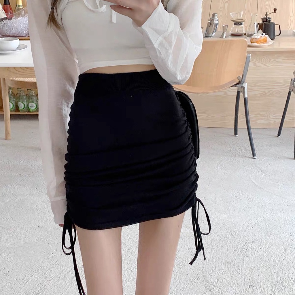 Chân váy rút dây ngắn cạp cao , váy body thời trang chất liệu thun co giãn nâng mông, tôn dáng cao cấp - Ngọc Uyên Store