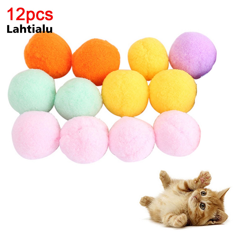 Set 12 Quả Bóng Lông Nhung Mềm Mại Cho Mèo Cưng