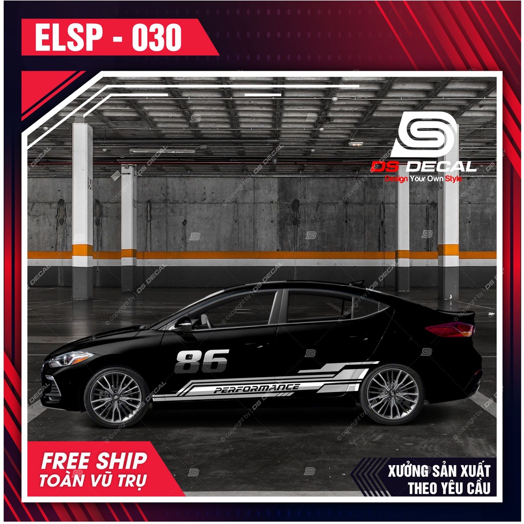 Tem dán xe ô tô Hyundai Elantra - 030 - decal dán xe ô tô - DS Decal