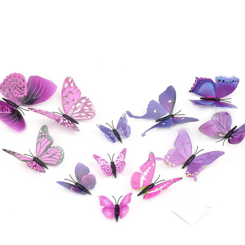 Bộ 12 con bướm 3D dán trang trí