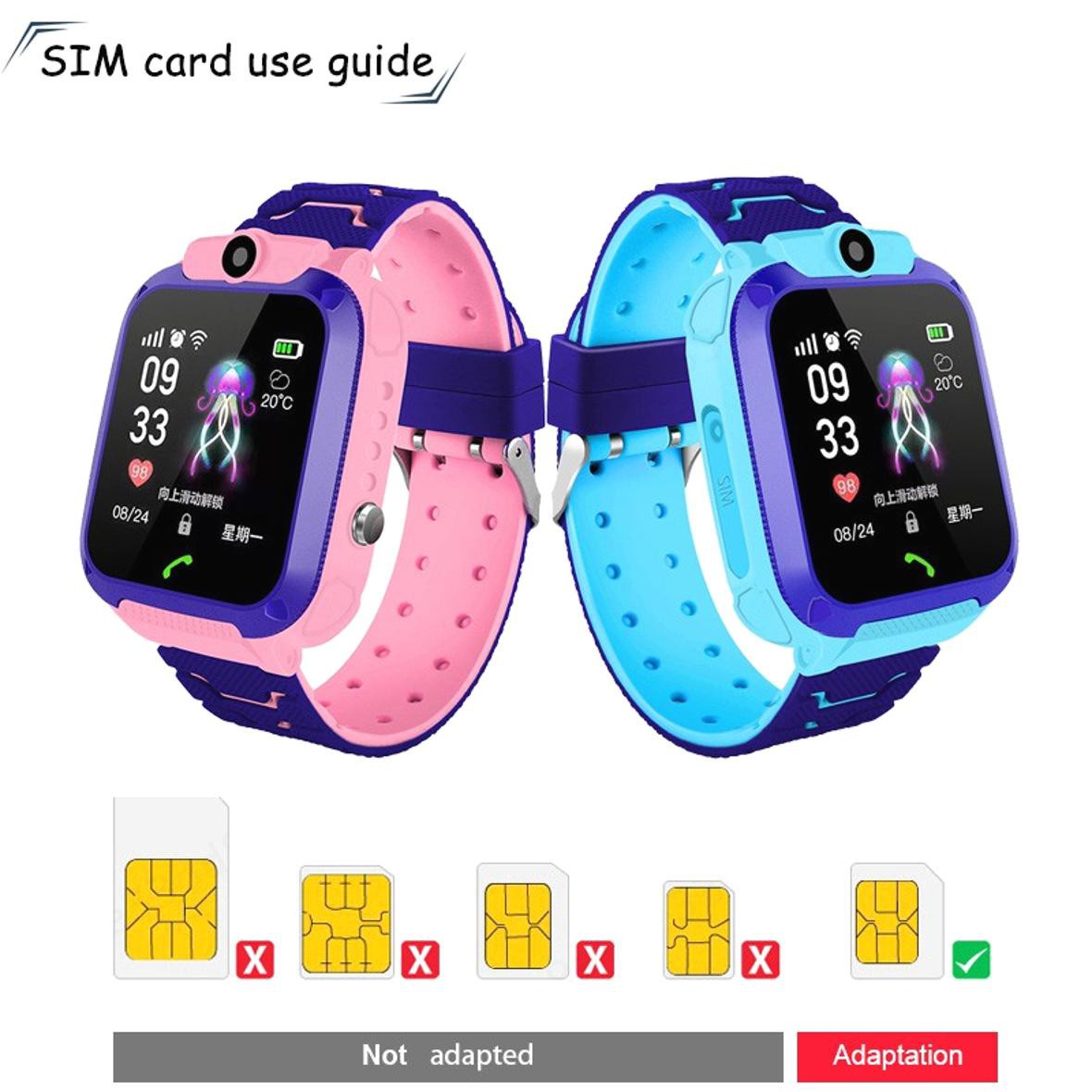 Q12 Jam Kids Smart Watch Children Waterproof Phone Watch Support SIM Card GPS SOS Dual Anti Lost Q12B