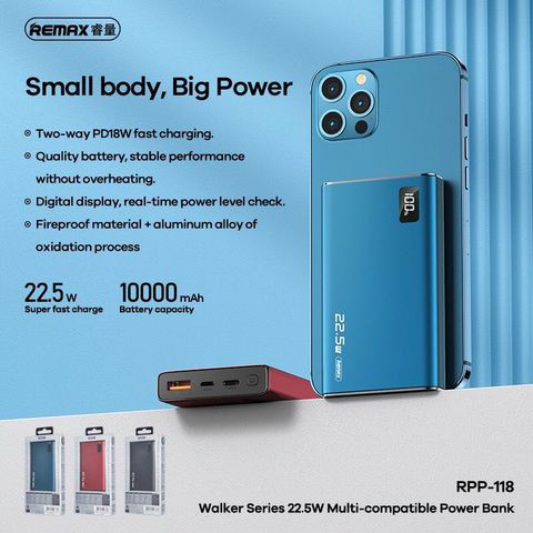 Pin sạc dự phòng Remax RPP-811 10.000mAh sạc nhanh QC3.0 22.5w mini chính hãng