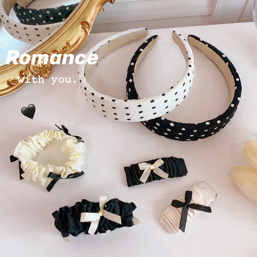 Băng Đô Cài Tóc Phối Nơ Xếp Ly Phong Cách Công Chúa Nhật Bản Cho Nữ