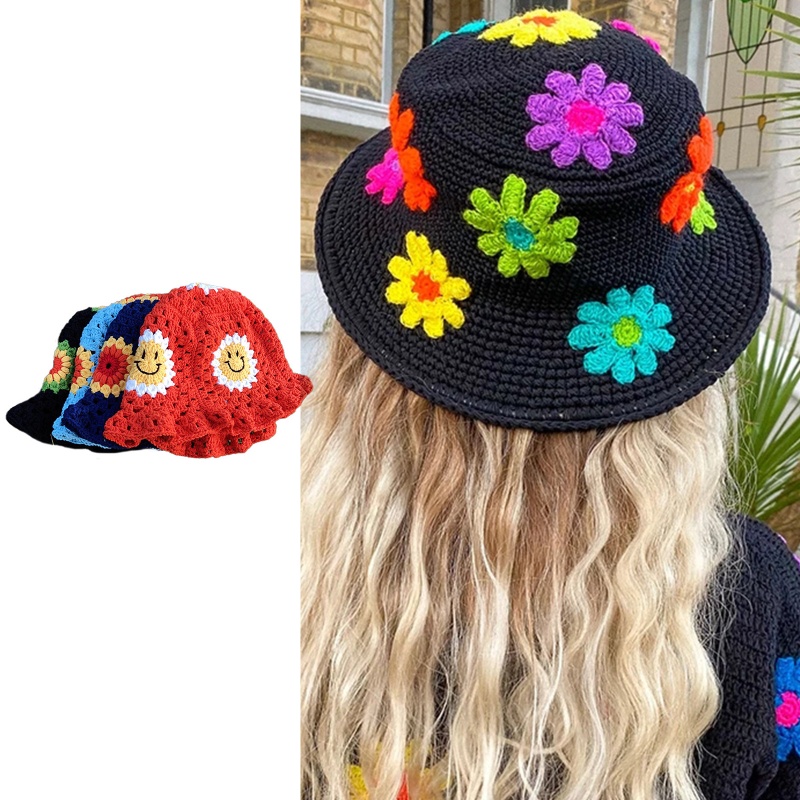 Nón Bucket Đan Móc Vành Rộng Thời Trang Mùa Hè Cho Nữ