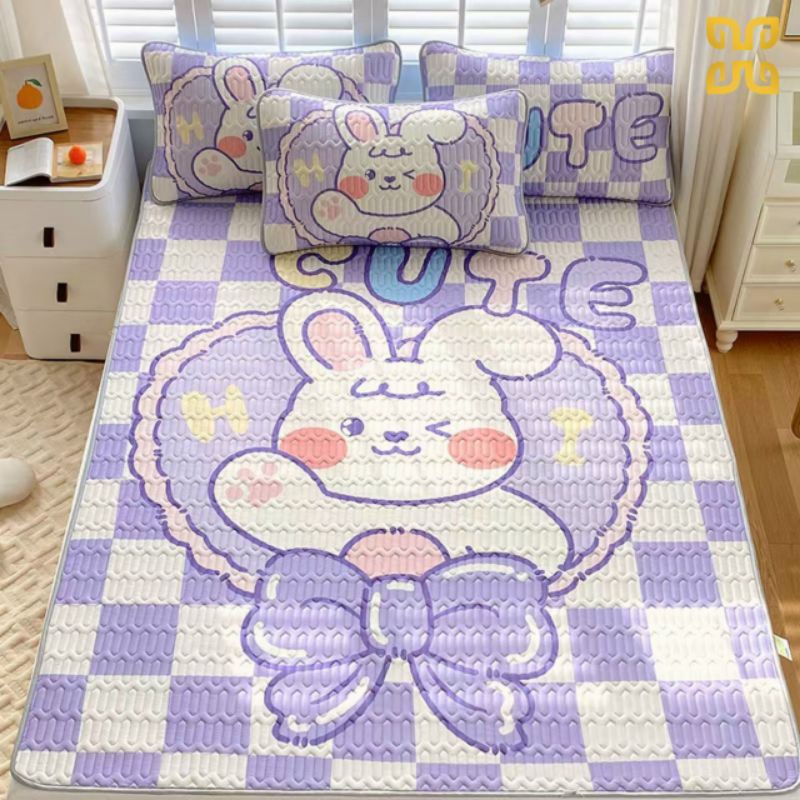 Chiếu điều hoà cao su non 5D tencel chiếu tấm trải mặt lụa mềm mát lõi cao su êm không mùi