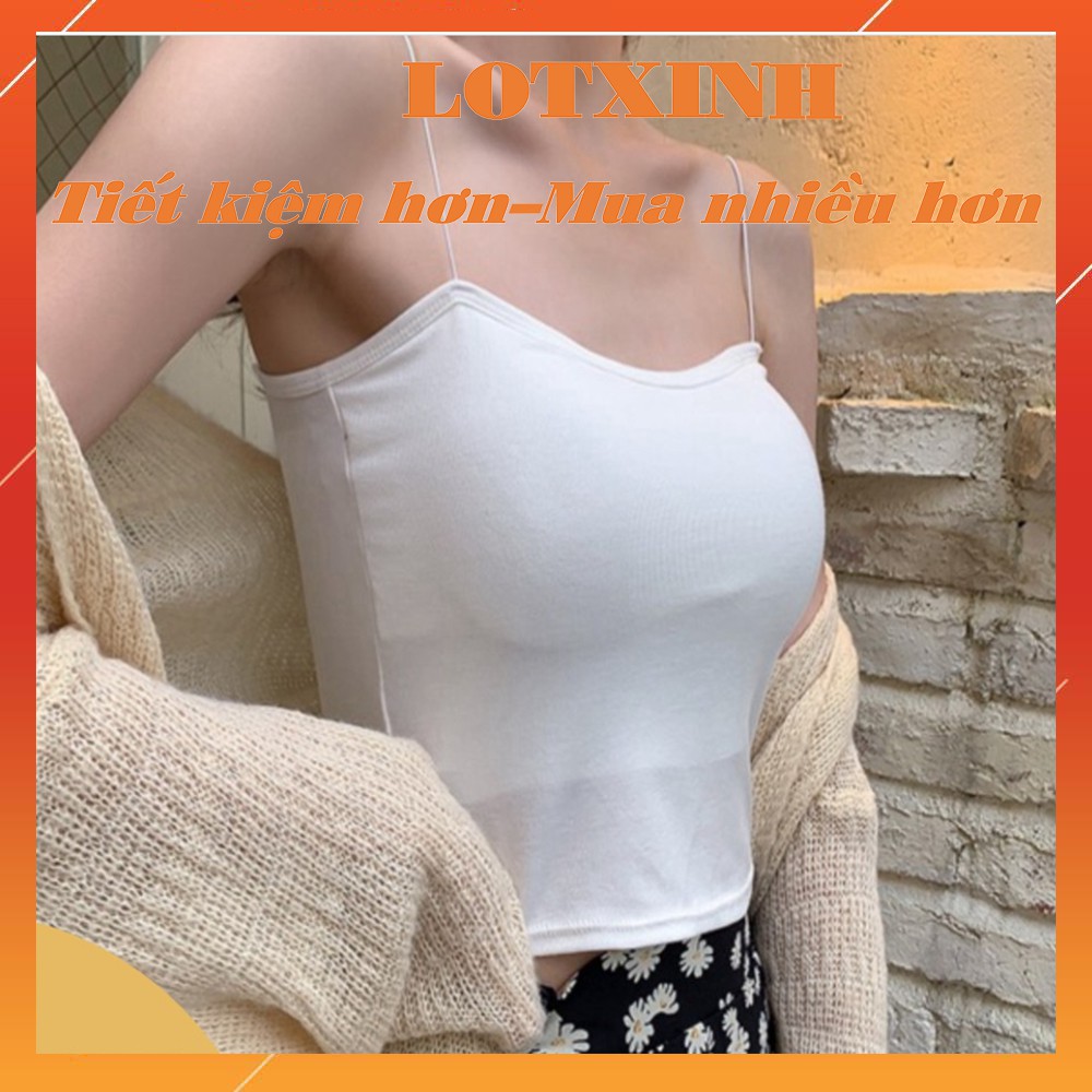 Áo hai dây thun trơn sợi bún có mút mỏng kiểu hàn quốc sexy LOTXINH