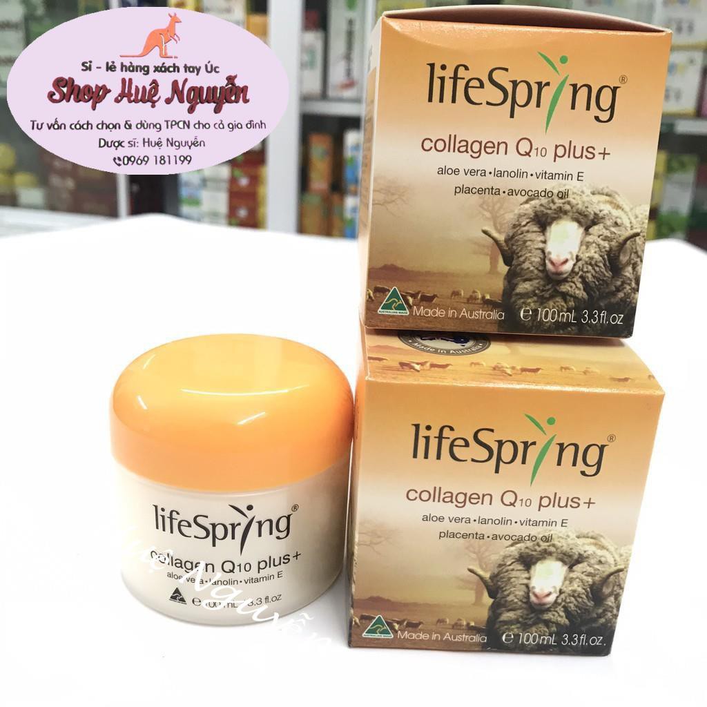 Kem Nhau Thai Cừu LifeSpring Collagen Q10 Plus Giúp Mờ Thâm Nám 100ml của Úc