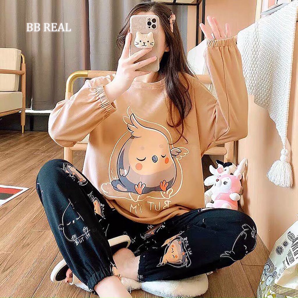 Đồ Bộ Mặc ở Nhà Bộ Đồ Ngủ Nữ Quần Dài Pijama Thun Lạnh Đẹp [CODE 17-20] Freesize Từ 45-60Kg - BB REAL | BigBuy360 - bigbuy360.vn