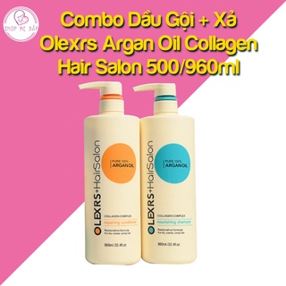 Cặp dầu gội + xả Olexrs Argan Oil Collagen Hair Salon cao cấp phục hồi tóc hư tổn giảm gẫy rụng 500/960ml