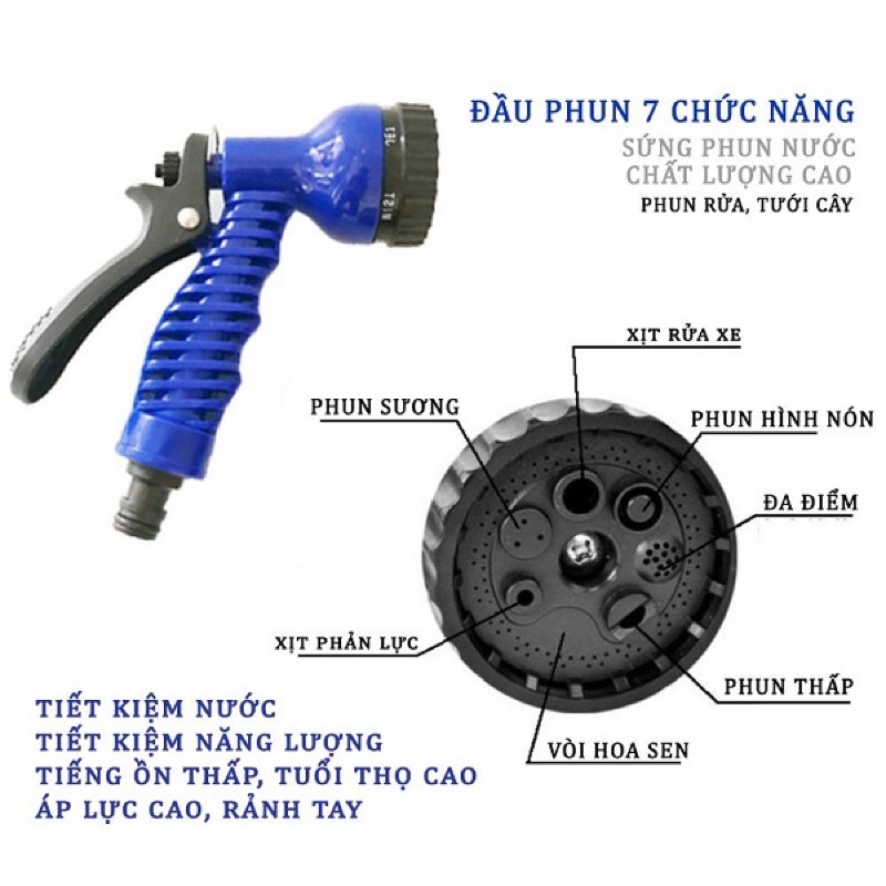 Vòi Xịt Giãn Nở Thông Minh Dài Dây 30m ,Đầu Vòi 7 Mức Điều Chỉnh Chế Độ Nước ⚡️ Tưới Cây,Rửa Xe,Xịt Rửa Nhà Cửa