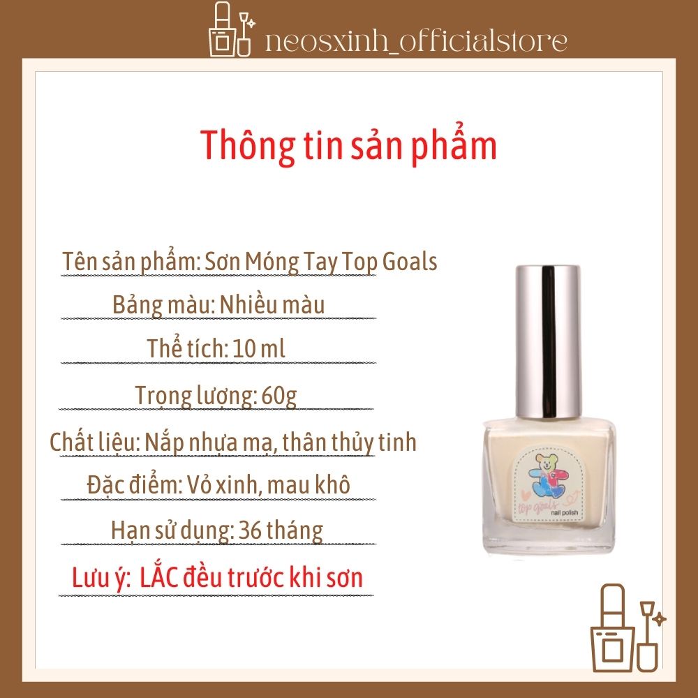 Sơn Móng Tay Top Goals Màu Nude Đen Trắng Trong Suốt Kim Tuyến Pastel Tím - Neosxinh - Nails