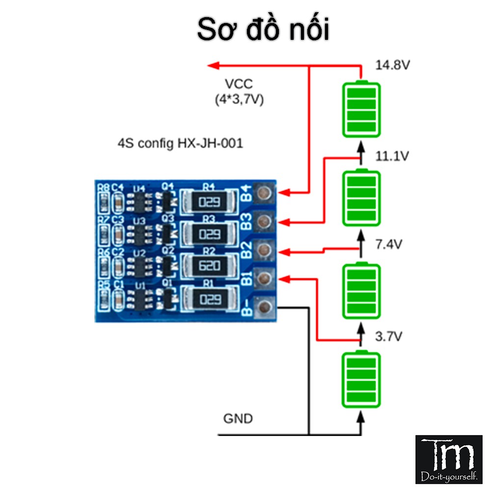 Mạch Cân Bằng Pin Lithium 18650 3.7V 3S Đến 8S