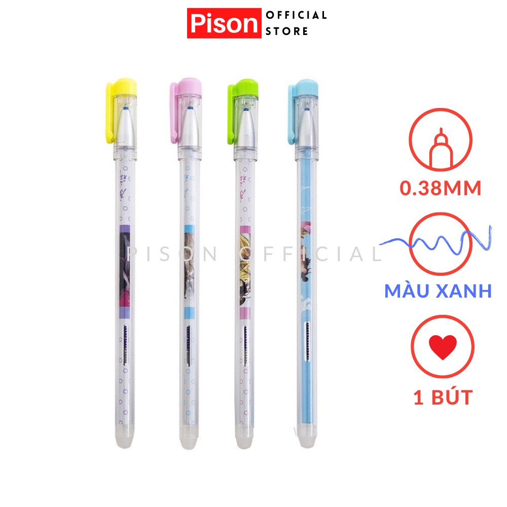 Bút bi nước mực gel Pison màu xanh xóa được ngòi kim 0.38mm - PVN1844 - 01 bút