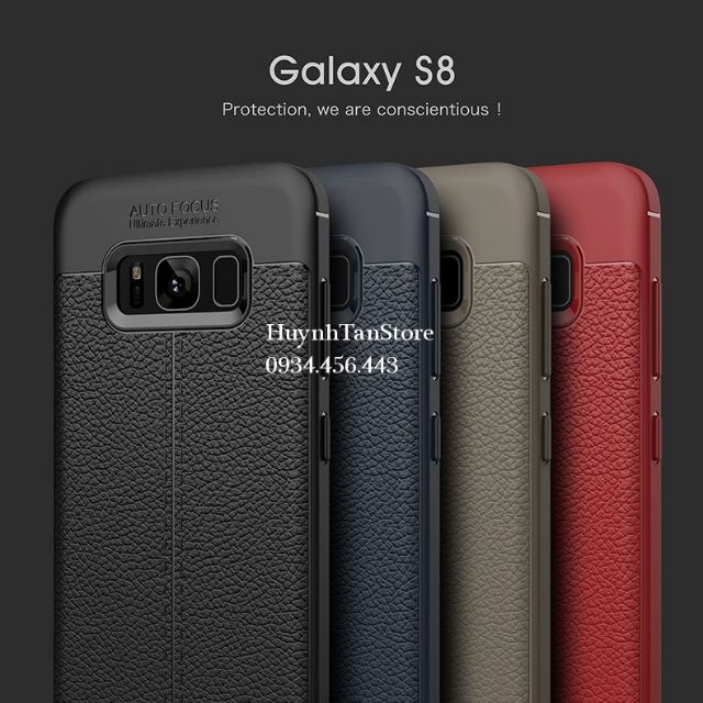 Ốp lưng dẻo Galaxy S8 vân giả da cao cấp