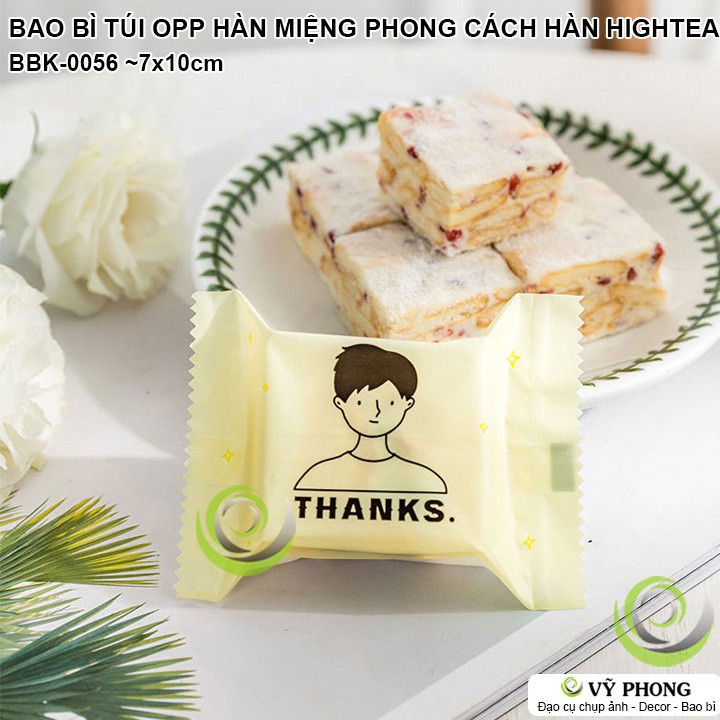 BAO BÌ TÚI NHỰA 7x10 cm OPP HÀN MIỆNG ĐỰNG BÁNH KẸO PHONG CÁCH HÀN QUỐC HIGH TEA MÀU VÀNG TRỨNG BBK-0056