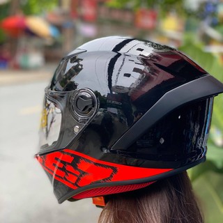 Mũ fullface EGO E7 Đen bóng sọc cam