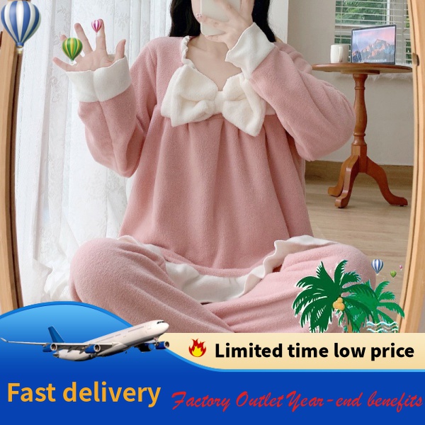 Đầm Ngủ Bằng Lông Cừu San Hô Dày Thời Trang Thu Đông Dành Cho Nữ 2021 796c- *