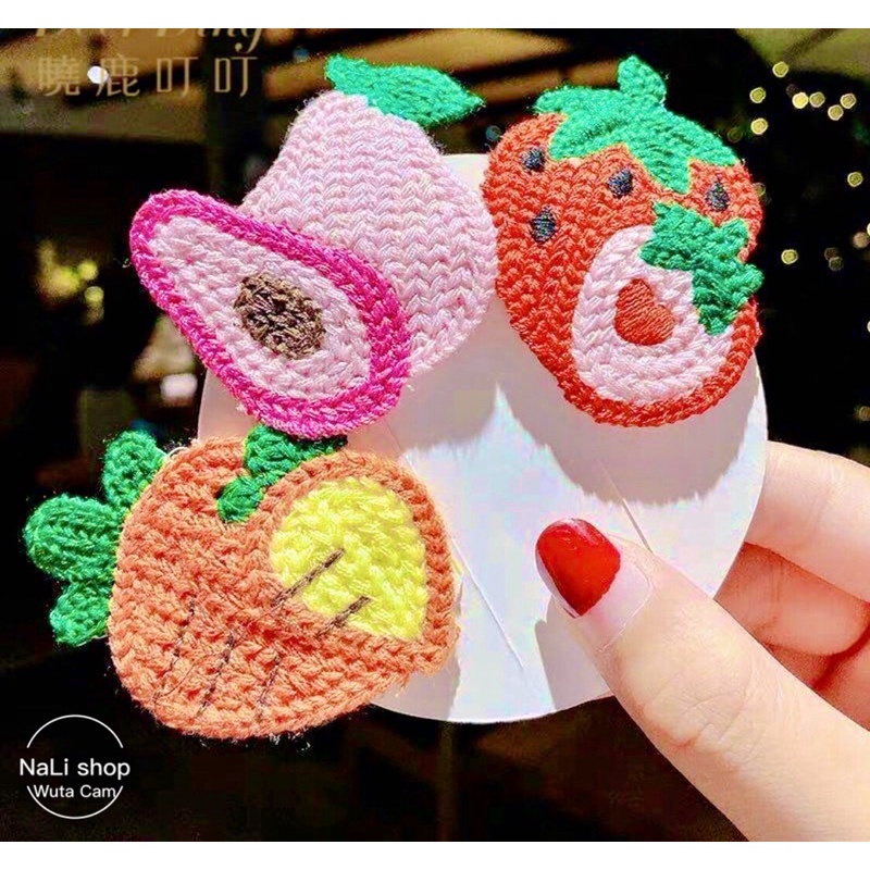 KẸP TÓC BẰNG LEN HÌNH TRÁI CÂY CUTE DỄ THƯƠNG, kẹp mái