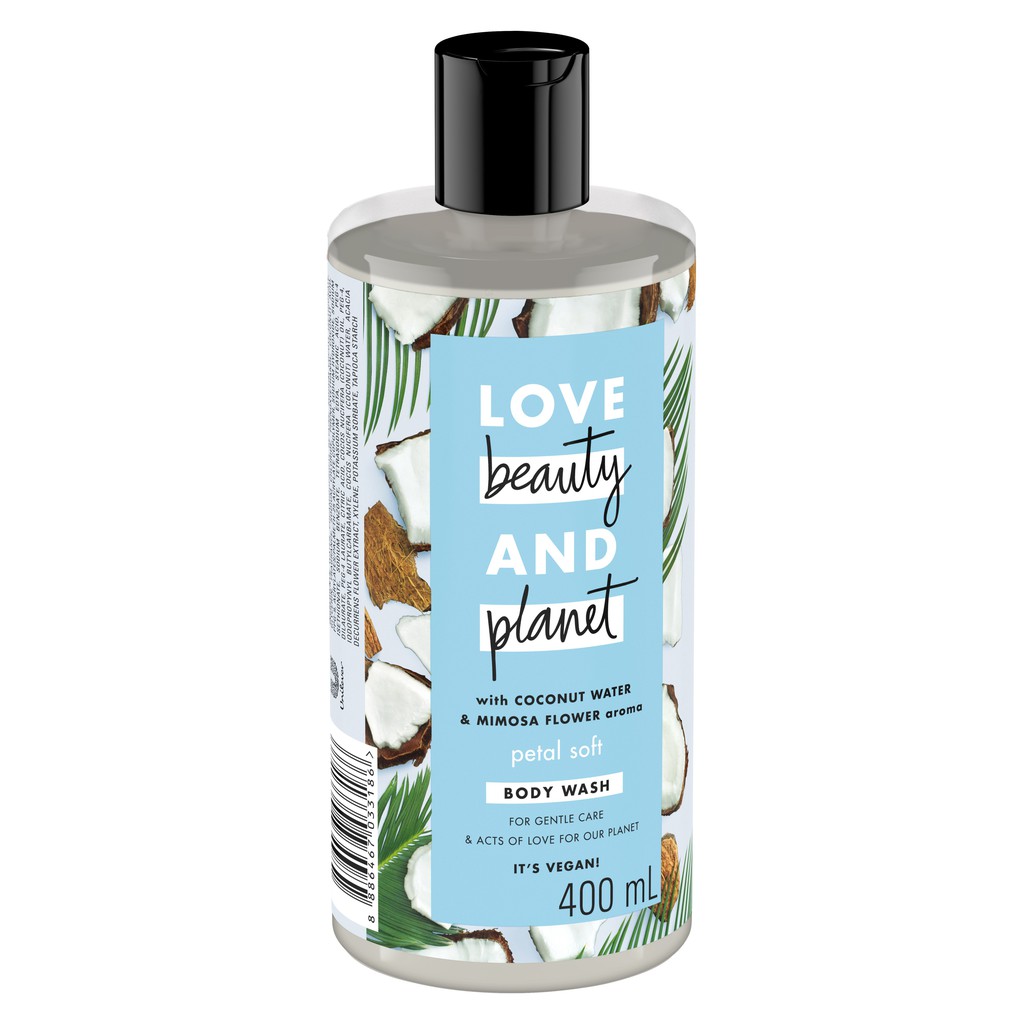 Combo sữa tắm và sữa dưỡng thể Love Beauty and Planet chăm da mềm mịn với 100% dừa tươi organic và hoa mimosa 400ml | BigBuy360 - bigbuy360.vn