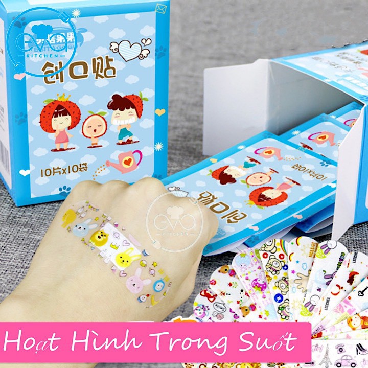 Set 10 Miếng Băng Keo Cá Nhân Hoạt Hình Cute Bandages Trong Suốt