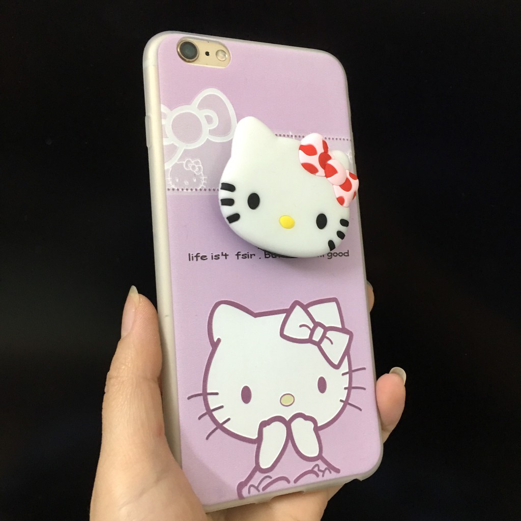 ỐP IPHONEỐp Lưng Iphone Hello Kittyy  - Cho Iphone 6 6s 6Plus 6sPlus 7Plus 8Plus X - (Tặng kèm giá đỡ)