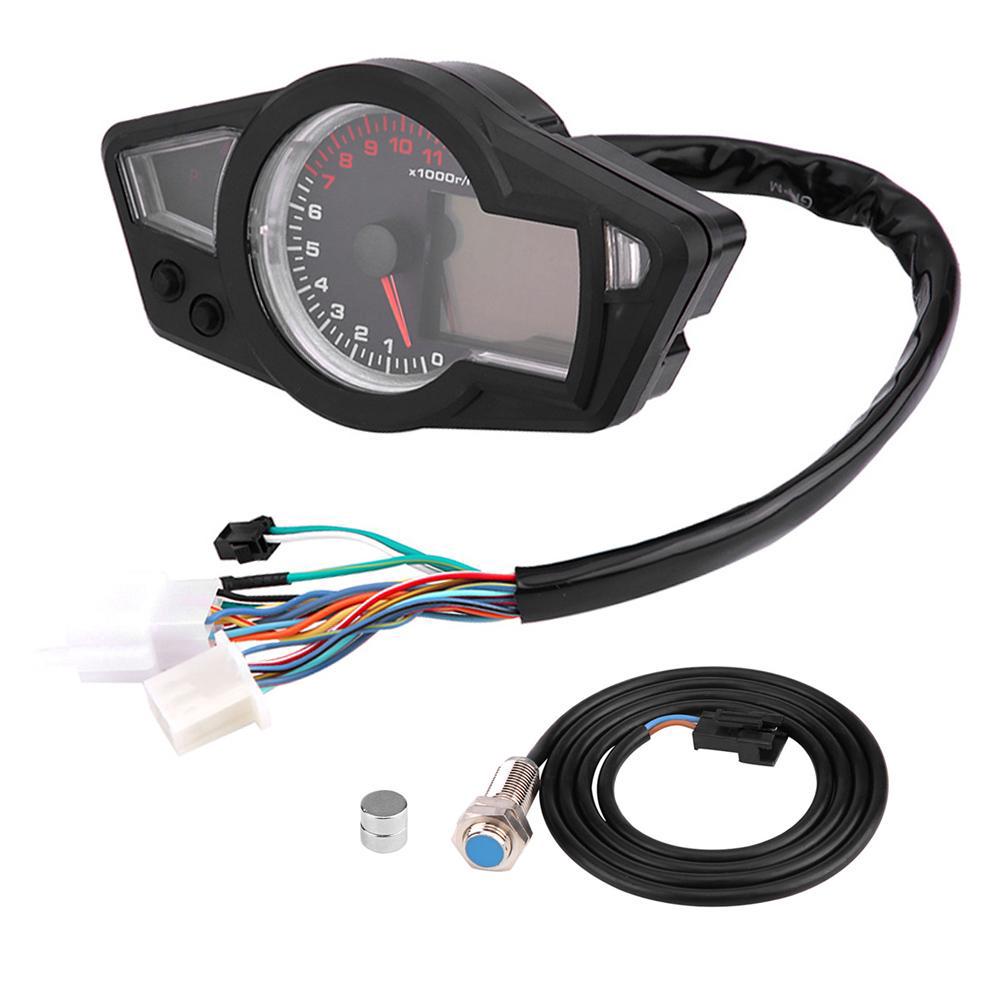 Phổ Xe Máy Kỹ Thuật Số LCD Đo Dặm Speedometer Tachometer 15000 VÒNG / PHÚT với Cảm Biến Tốc Độ