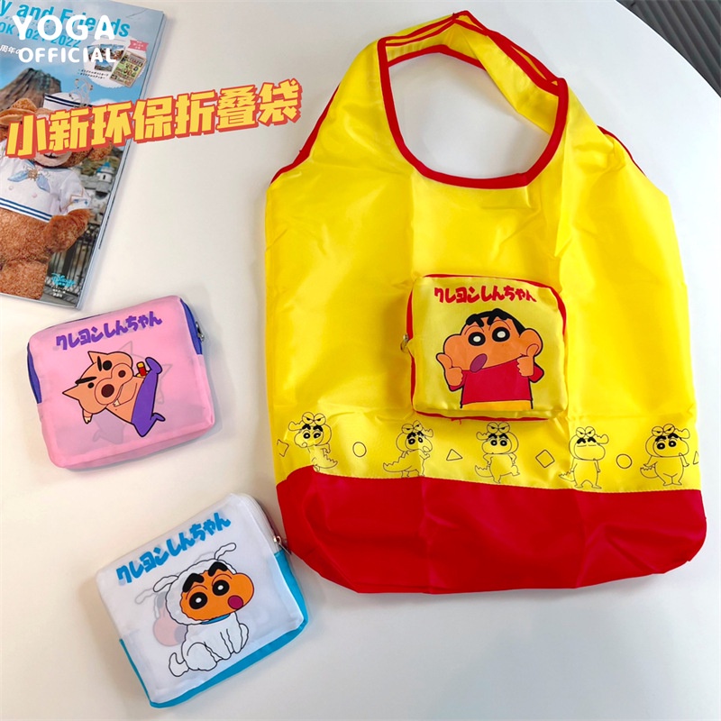 Túi Tote Đeo Vai In Hoạt Hình Shin-Chan Xiaobai Zuoguemon Dạng Gập Chống Thấm Nước Thân Thiện Với Môi Trường