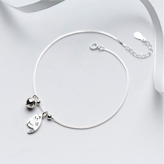 Vòng tay vòng chân lắc tay lắc chân nữ bạc s925 mèo mập và chuông cute Cá jewelry | BigBuy360 - bigbuy360.vn